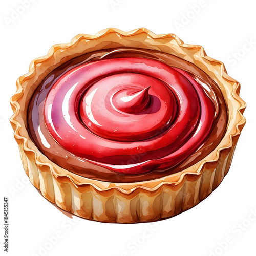 Small, golden-brown tart with pineapple and a vibrant orange jam filling. Generative AI