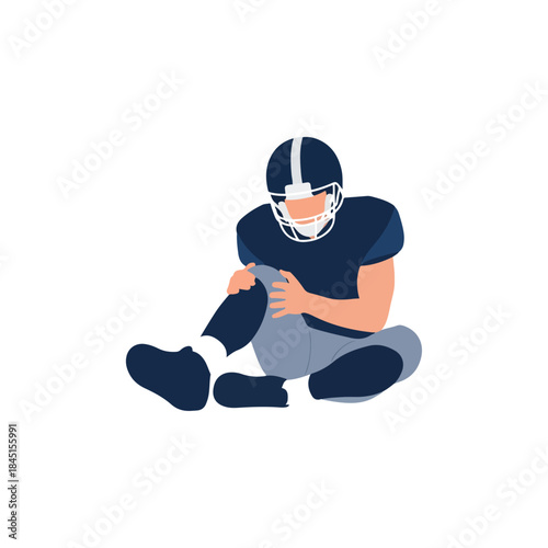 American football player seated in uniform with helmet.