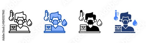 Illness icon set multiple style collection