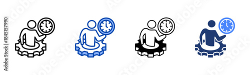 Time Management icon set multiple style collection