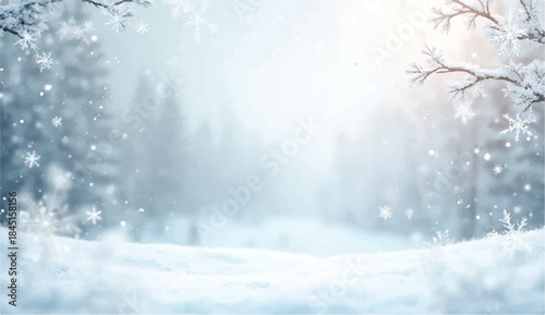 Winter snowy landscape,winter background of snow and frost with landscape of forest,Winter abstract landscape. Sunlight in the winter forest. Panorama of Lake landscape in winter. 