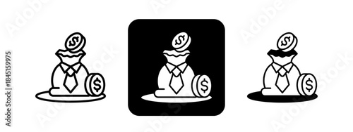 Bonus  Solid color and black line drawing vector illustration set