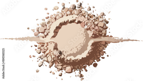 Cosmetic powder splash with a soft beige foundation scattered around beauty product isolated vector illustration