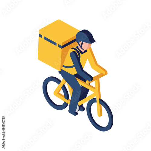 Delivery Cyclist on Bicycle with Cargo Box.