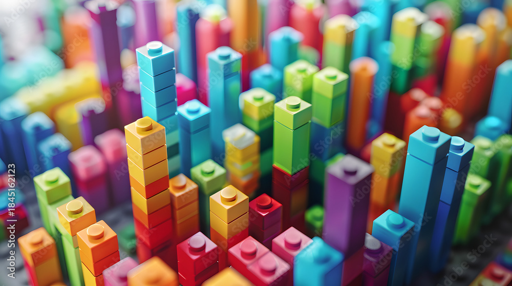 Fototapeta premium candlestick chart made of colorful lego blocks