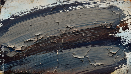 Textured background of an aged, cracked surface with peeling paint, revealing vibrant distressed layers