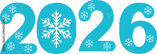 2026 numbers decorated with delicate snowflake patterns, festive winter design, perfect for New Year 2026 celebrations, holiday background, winter illustration on white background