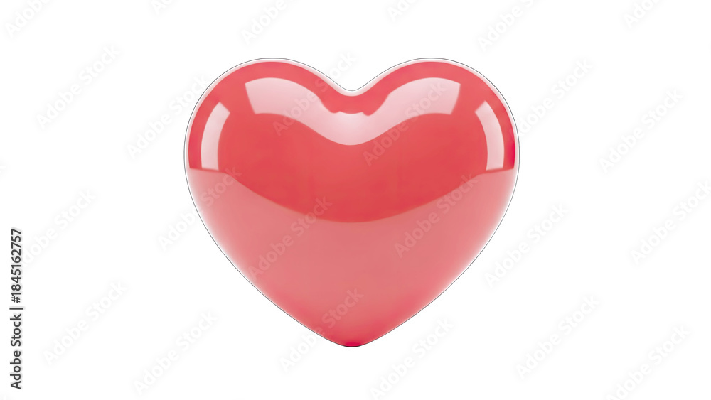 Fototapeta premium Glossy Red Heart Isolated on White Background