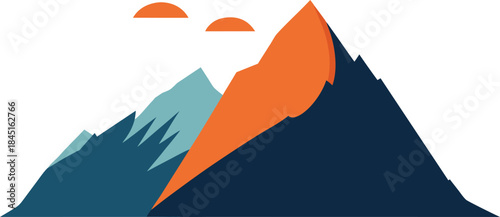 Minimalist mountain landscape with clean lines and subtle tones, forming a serene base, perfect for nature, travel, and outdoor design projects with modern aesthetic appeal.