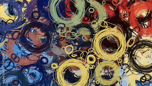 Abstract Circles and Swirls A Dynamic Blend of Earthy Tones and Textured Patterns