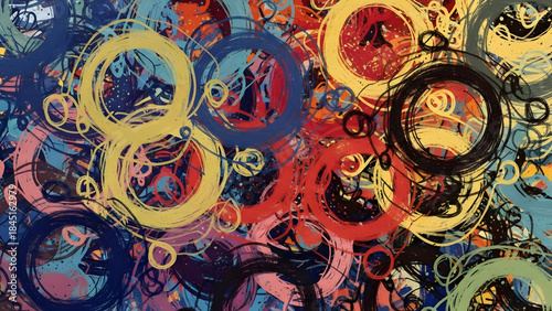 Abstract Circles and Swirls A Dynamic Blend of Earthy Tones and Textured Patterns