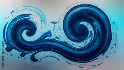 Abstract Blue Swirls Capturing the Flowing Motion of Liquid Dynamics