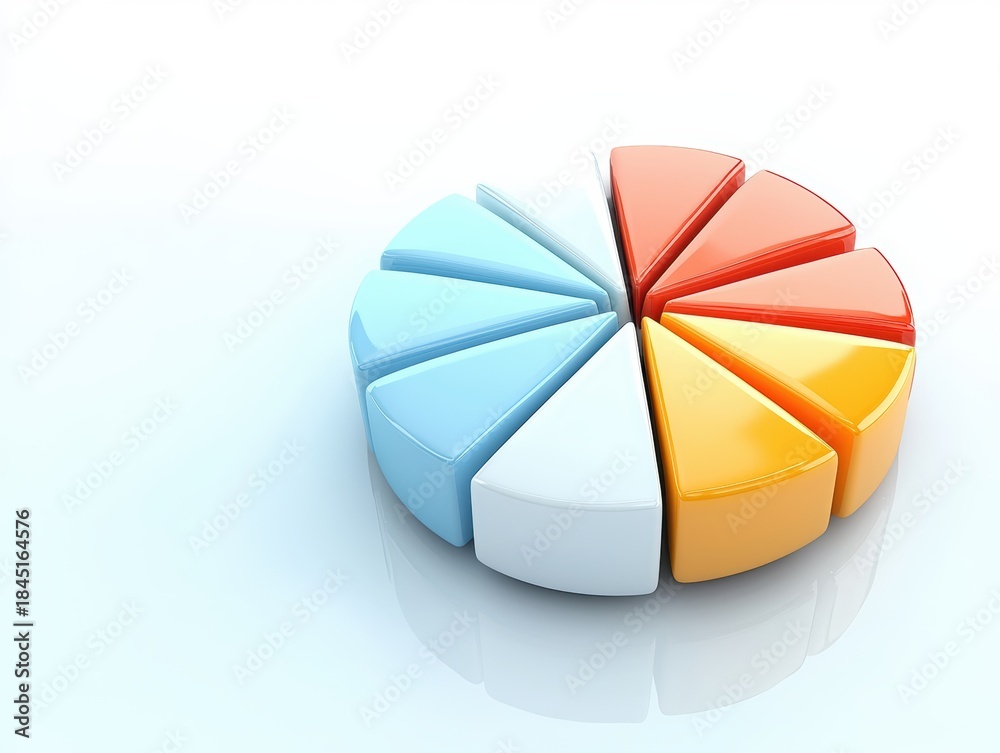 Obraz premium Colorful pie chart for data visualization.