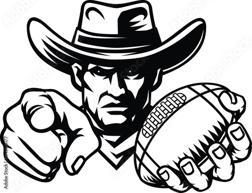A cowboy man American football ball cowboys sports team mascot