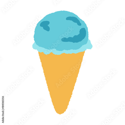 手書き風の食べ物単品アイコンイラスト　コーンアイス