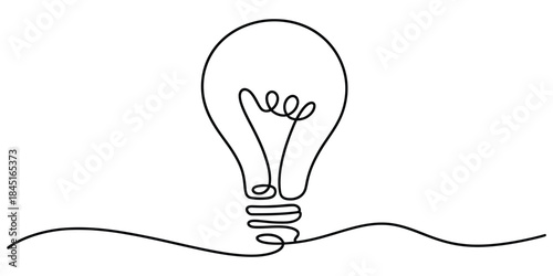 Continuous line drawing of a light bulb Vector, illustration