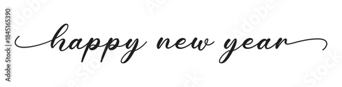 Happy New Year script text hand lettering. Design template Celebration typography poster, banner or greeting card for Merry Christmas and happy new year. Vector Illustration.