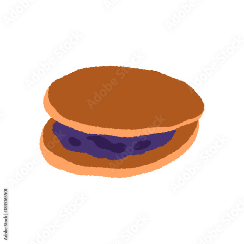 手書き風の食べ物単品アイコンイラスト　どら焼き