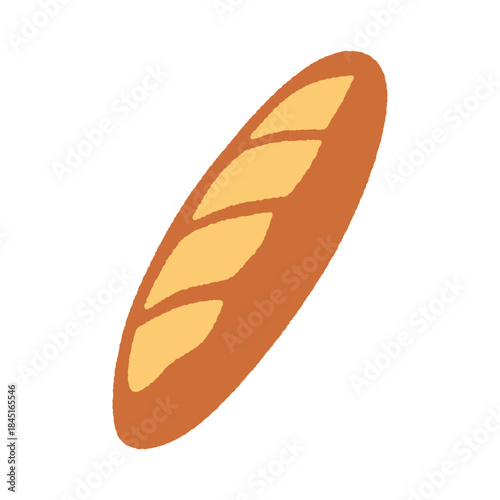 手書き風の食べ物単品アイコンイラスト　フランスパン