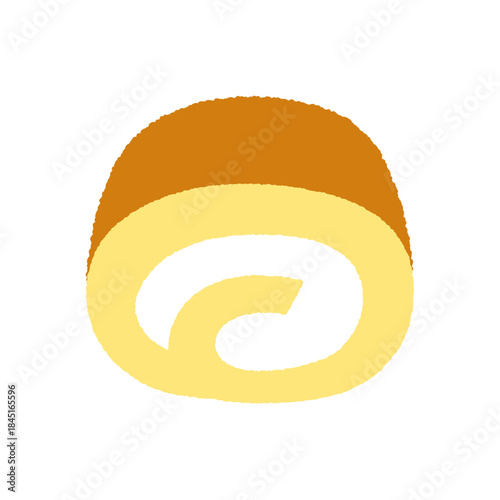 手書き風の食べ物単品アイコンイラスト　ロールケーキ