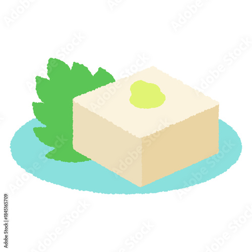 手書き風の食べ物単品アイコンイラスト　豆腐