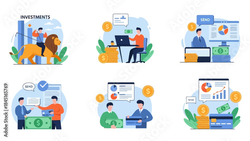 Wallpaper Mural Vector Illustrations of Finance, Investment, and Transactions for Business Concepts Torontodigital.ca