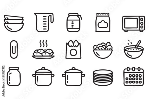 Kitchenware Line Icons for Food Preparation Dashboards