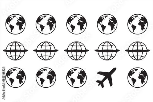 Global Travel and Globe Icons for International UI Design