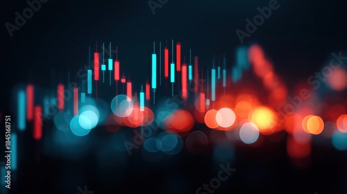 Abstract financial candlestick chart with bokeh lights