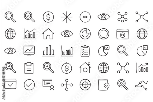 Business Analytics UI Line Icons for Web and Mobile Apps