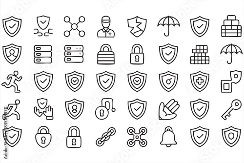 Security and Safety Line Icons for Enterprise Software Interfaces