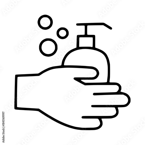 Hand washing with soap outline icon hygiene and sanitation concept