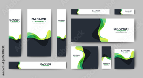 Abstract banner design web template Set. Vertical, Horizontal, Square header web banner. vector
