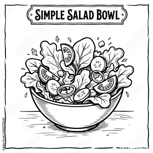 Simple salad bowl with vegetables.