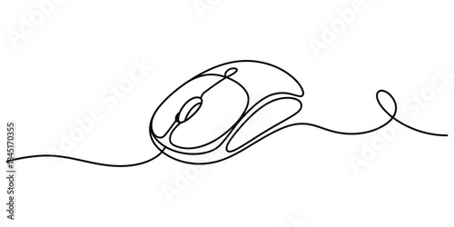 Continuous line drawing of a computer mouse Vector, illustration