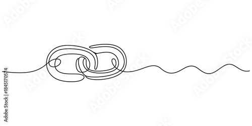 Continuous line drawing of interlocking chain links Vector, illustration