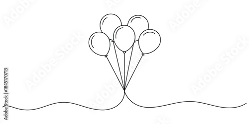 Continuous line drawing of balloons Vector, illustration