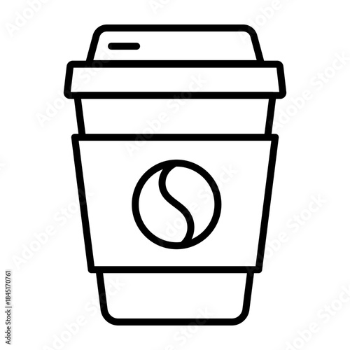 Takeaway drink cup line icon, symbolizing coffee to go, on the go lifestyle, convenience, and commute breaks, busy workdays, and fast paced routines.