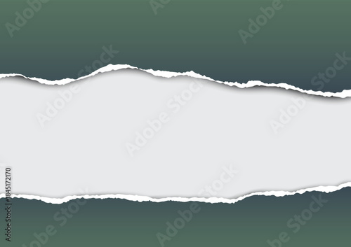 “Torn Paper Reveal Background – Ripped White Paper on gray Banner”