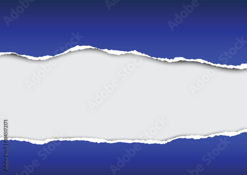 “Torn Paper Reveal Background – Ripped White Paper on blue Banner”