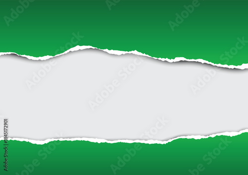 “Torn Paper Reveal Background – Ripped White Paper on Green Banner”