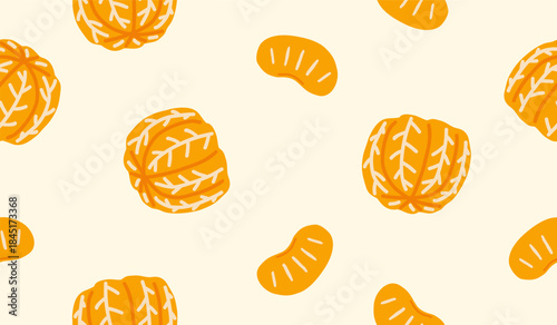 Cute orange fruits pattern background vector design