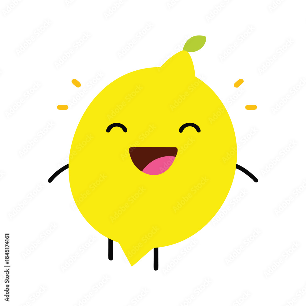 Fototapeta premium Laughing Lemon Character Electric Yellow Illustration