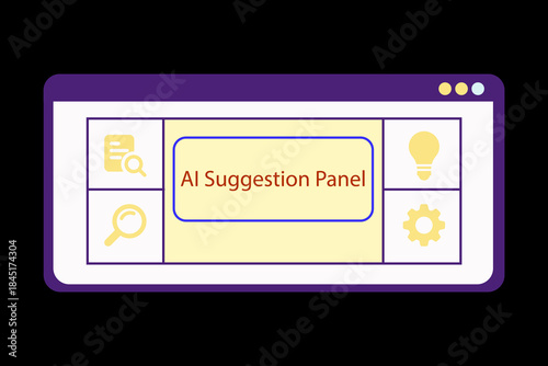Digital AI suggestion panel with futuristic interface elements