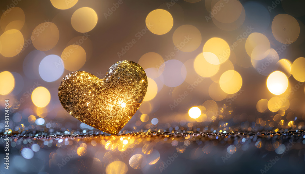 Fototapeta premium 金色のハートと幻想的な背景