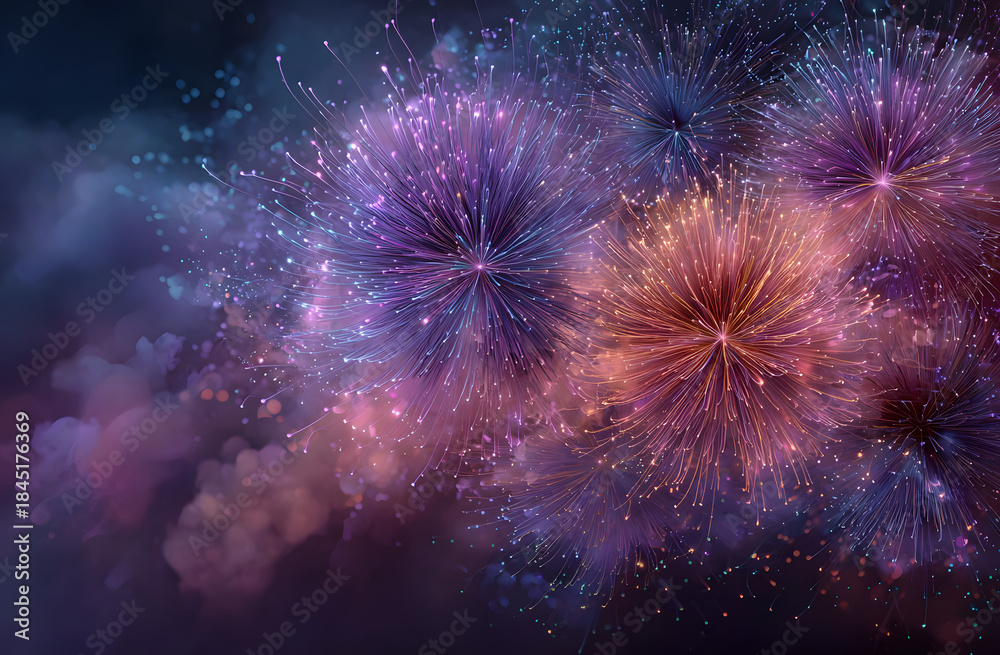 Fototapeta premium Fireworks background. Vector