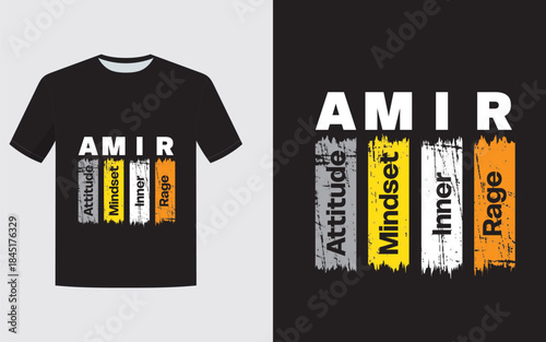AMIR Typography T-Shirt Design – Attitude Mindset Inner Rage