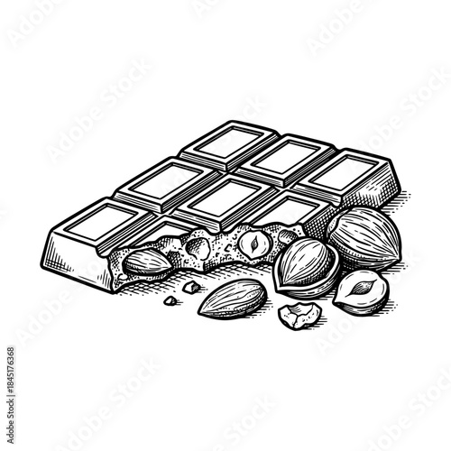 Chocolate Bar with Hazelnuts and Pieces.