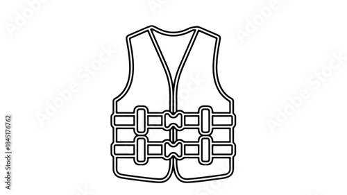  a minimalist one-line drawing of a life jacket or life vest