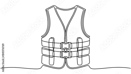  a minimalist one-line drawing of a life jacket or life vest